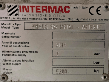Makine  Intermac primus 322 (2014) - Etiket